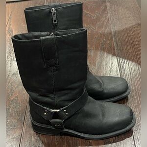 Frye Harness Rivets Unisex Kids Black Boots Size 2 Cowboy Winter